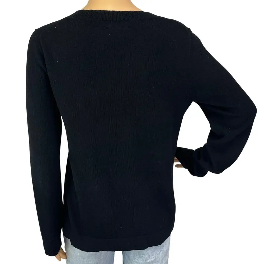 J. Crew Cotton Wool Blend Teddie Sweater Black F5199 Size S